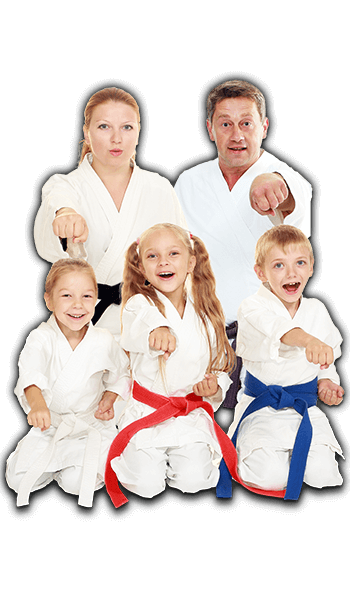 Martial Arts Lessons for Families in Apex NC - Sitting Group Family Banner