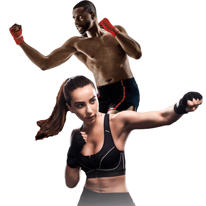 Mixed Martial Arts Lessons for Adults in Apex NC - Man and Woman Punching Hooks